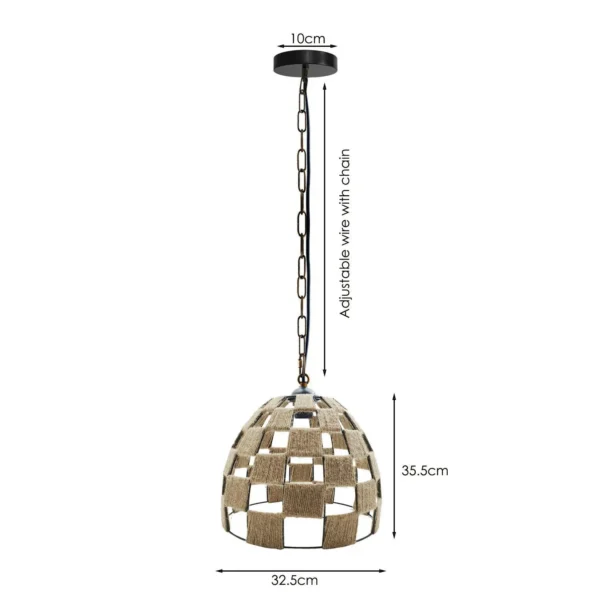 Dome Shape Ceiling Pendant Light Hemp Rope Hanging Light E27 Lamp Shade~1535 - Image 3