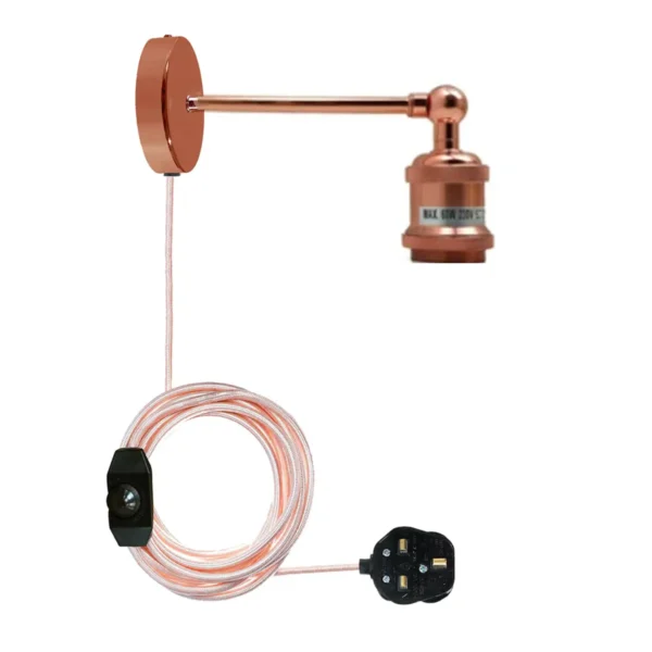 plug in wall mounted lights 4M Fabric Braided cable Rose Gold~1453 - Image 17