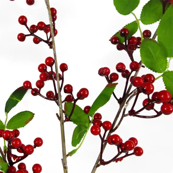 Artificial Red Christmas Berry Spray Branches 6 x 80cm - Image 4