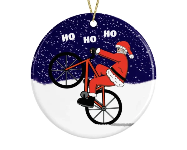 Funny Cycling Santa Wheelie Christmas Tree Decoration - Image 2