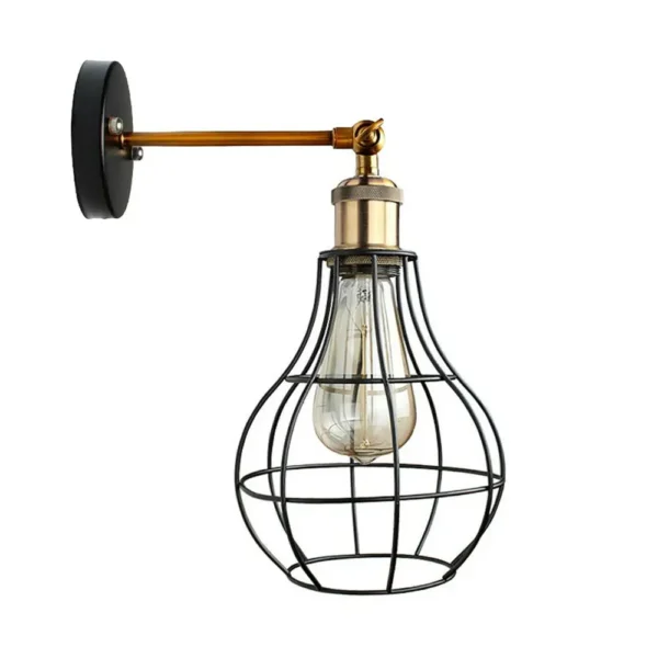 Vintage Industrial Wall Light with FREE Bulb Antique Retro Cage Adjustable Wall Sconce Lamp~2270 - Image 7