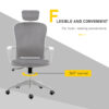 Vinsetto Office Chair, Ergonomic Desk Chair, High Back Velvet Fabric Computer Chair with Adjustable & Liftable Headrest for Home, Grey - Image 7