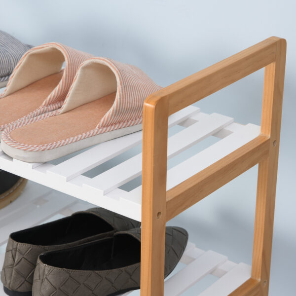 HOMCOM 4 Tier Shoe Racks Storage Stand Shelf Organizer Wood Frame 78 x 68 x 26 cm Hallway Furniture - Image 8
