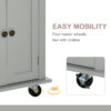 HOMCOM Rolling Kitchen Island Storage Trolley with Rubber Wood Top & Drawers for Dining Room, Grey - Image 5