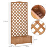 Outsunny 53L Garden Wooden Planter Box with Trellis Free Standing Flower Raised Bed with Lattice for Climbing Plants, 76cm x 36cm x 170cm, Brown - Image 2