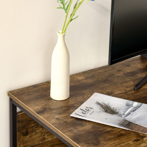 HOMCOM Computer Desk with Storage, 120 x 60cm Home Office Desk with 2 Shelves and Steel Frame, Writing Table for Living Room, Study, Rustic Brown - Image 6