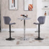 HOMCOM Bar Stool Set of 2 Velvet-Touch Fabric Adjustable Height Swivel Counter Chairs with Footrest, Grey - Image 6
