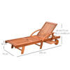 Outsunny Outdoor Garden Patio Wooden Sun Lounger Foldable Recliner Deck Chair Day Bed Furniture with Wheels - Image 2