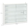 HOMCOM 5-Tier Wall Display Shelf Unit Cabinet w/ 4 Adjustable Shelves Glass Doors Home Office Ornaments 60x80cm White - Image 2