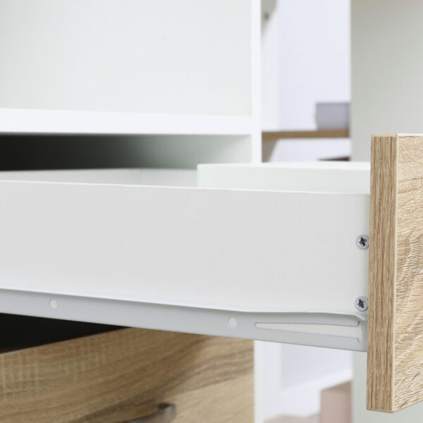 HOMCOM Computer Desk with Drawers and Storage Shelves, Reception Desk, Study Workstation for Home Office, 137 x 55 x 92cm, Oak and White - Image 7