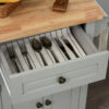 HOMCOM Rolling Kitchen Island Storage Trolley with Rubber Wood Top & Drawers for Dining Room, Grey - Image 7