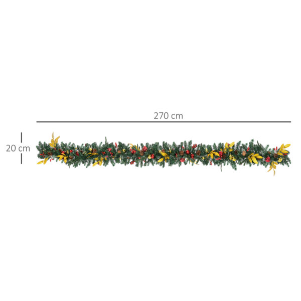 HOMCOM 2.7M Artificial Christmas Garland w/ Pine Cones Decorations Seasonal Style Beauty Home Fireplace Doors - Image 2