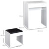 HOMCOM Dressing Table with Mirror and Stool, Vanity Makeup Table with Flip Up Mirror, Vanity Desk with Storage Unit and Padded Seat, White - Image 2
