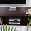 HOMCOM Computer Desk with Storage Shelf, 120 x 60cm Home Office Desk with Metal Frame, Study Table, Easy Assembly, Brown - Image 6