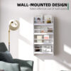 HOMCOM Wood Wall/Standing Magazine Holders Book Rack Shelf 4 Tiers Space Saving Design Water Resist Home Office Decoration - Image 3