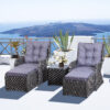 Outsunny 5PCS Deluxe Garden Rattan Furniture Sofa Chair & Stool Table Set Patio Wicker Weave Furniture Set Aluminium Frame Fully-assembly - Grey - Image 8