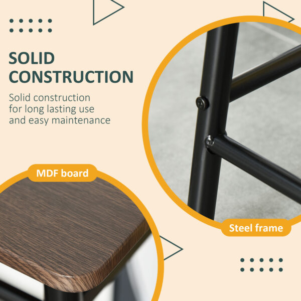 HOMCOM Bar Table Set, Bar Table and Stools Set, Footrest and Storage Shelf, for Kitchen, Dining Room, Pub, Cafe, Black and Oak - Image 6