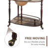 HOMCOM Globe Wine Bar Cart, Vintage Drinks Cabinet, Wine Container Minibar Storage Trolley Table with Bottle Glass Holder - Image 3