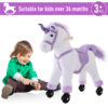 HOMCOM Kids Rocking Horse Plush Ride on Walking Unicorn Horse w/Realistic Sound Ride On Rocker with Handlebar for Age 3+ Purple - Image 5