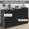 HOMCOM High Gloss Frame Sideboard, Side Cabinet, Push-Open Design with 2 Drawer for Living Room, Bedroom, Black - Image 4