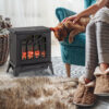 HOMCOM 1000W/2000W Freestanding Electrical Fireplace Indoor Heater Stove Log Wood LED Burning Effect Flame with Thermostat Control Black - Image 7