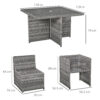 Outsunny 8 Seater Rattan Cube Garden Furniture Set with Parasol Hole, Rattan Dining Set with Cushions, Outdoor Dining Table and Chairs with Square Glass Top Table for Patio, Balcony, Mixed Grey - Image 2