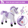 HOMCOM Kids Rocking Horse Plush Ride on Walking Unicorn Horse w/Realistic Sound Ride On Rocker with Handlebar for Age 3+ Purple - Image 4