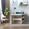 HOMCOM Computer Desk, Writing Desk with 3-Tier Storage Shelf, Work Table for Home Office, Study, Living Room, Oak and White - Image 5