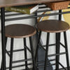 HOMCOM Bar Table Set, Bar Table and Stools Set, Footrest and Storage Shelf, for Kitchen, Dining Room, Pub, Cafe, Black and Oak - Image 7