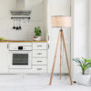 HOMCOM 5FT Elegant Wood Tripod Floor Lamp Free Standing E27 Bulb Lamp Versatile Use For Home Office - Beige - Image 5