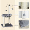 PawHut 83cm Cat Tree Tower for Indoor Cats w/ Sisal Scratching Post Hammock Hanging Toy Activity Centre - Grey - Image 5