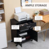 Vinsetto Printer Stand Mobile Printer Cabinet with Storage, Open Shelf, Drawer for Home Office, 60cm x 39cm x 80cm, Black - Image 3
