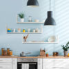HOMCOM Set of 3 Wooden U-Shaped Floating Shelves Set Wall Mounted Hanging Bookshelf CD DVD Storage Display for Bedroom Living Room Kitchen, White - Image 5