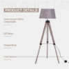 HOMCOM Tripod Floor Lamps for Living Room Bedroom, Modern Adjustable Standing Lamp with Wood Legs, Drum Fabric Shade, 99-143cm, Grey - Image 4
