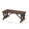 Outsunny Garden Rustic Wooden Bench Wheel-Shaped Legs Slatted Seat Stable Reinforced Structure Outdoor Patio Garden 2-Person Bench Seat - Brown - Image 2