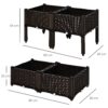 Outsunny Set of 4 26L Garden Raised Bed Elevated Patio Flower Plant Planter Box PP Vegetables Planting Container, Brown - Image 2