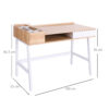 HOMCOM Computer Desk, Writing Desk, Study Workstation with Drawer, Storage Compartments, Cable Management, Laptop Table, Metal Frame, 100 x 55 x 81.5cm, Oak and White - Image 2