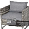 Outsunny 4 Pieces PE Rattan Garden Furniture with Cushion, Outdoor Wicker Conservatory Sofa Set w/ Armchairs, Loveseat, Glass Top Coffee Table, Dark Drey - Image 4
