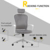 Vinsetto Office Chair, Ergonomic Desk Chair, High Back Velvet Fabric Computer Chair with Adjustable & Liftable Headrest for Home, Grey - Image 4
