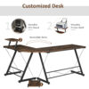 HOMCOM L Shaped Corner Desk, Gaming Desk, Computer Table with Monitor Stand and CPU Stand, Study Workstation for Home Office, 155 x 115 x 91.5cm, Rustic Brown and Black - Image 4