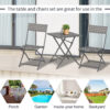Outsunny 2-Seater Chair Bistro Set Garden Patio Table & Chair Black Rattan Furniture Grey - Image 5