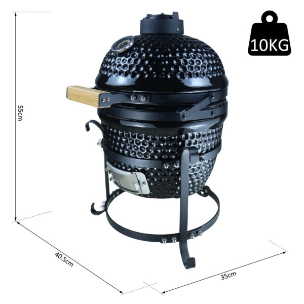 Outsunny Cast Iron Ceramic Charcoal BBQ Oven Black - Image 2