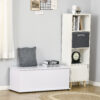 HOMCOM 113L Storage Chest, Storage Box with Flip-Top Lid and 2 Safety Hinges, Storage Trunk for Living Room, Entryway, 100 x 40 x 40 cm, White