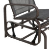 Outsunny 3 Pieces Garden Gliding Chair Set, Metal Frame 2 Single Armchair Swing Seater and 1 Glass Top Coffee Table w/ Breath Mesh Fabric Seat, Brown - Image 7
