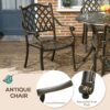 Outsunny 5-Piece Outdoor Furniture Dining Set, Cast Aluminum Conversation Set Includes 4 Chairs and Φ90cm Round Table with Φ50mm Umbrella Hole for Patio Garden Deck, Flower Design - Image 3