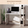 HOMCOM Computer Desk with 3 Tier Storage Shelves on Left or Right, 120cm Writing Table for Home Office, Study, Bedroom, White and Oak - Image 3
