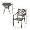 Outsunny 5-Piece Outdoor Furniture Dining Set, Cast Aluminum Conversation Set Includes 4 Chairs and Φ90cm Round Table with Φ50mm Umbrella Hole for Patio Garden Deck, Flower Design - Image 2