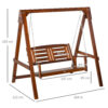 Outsunny 2 Seater Outdoor Garden Swing Chair Wooden Hammock Bench for Porch Patio Yard - Image 2