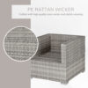 Outsunny Single Seater Rattan Chair Sofa with Padded Cushions, All-Weather PE Wicker Weave Garden Armchair with Armrests, Grey - Image 4