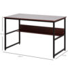 HOMCOM Computer Desk with Storage Shelf, 120 x 60cm Home Office Desk with Metal Frame, Study Table, Easy Assembly, Brown - Image 2